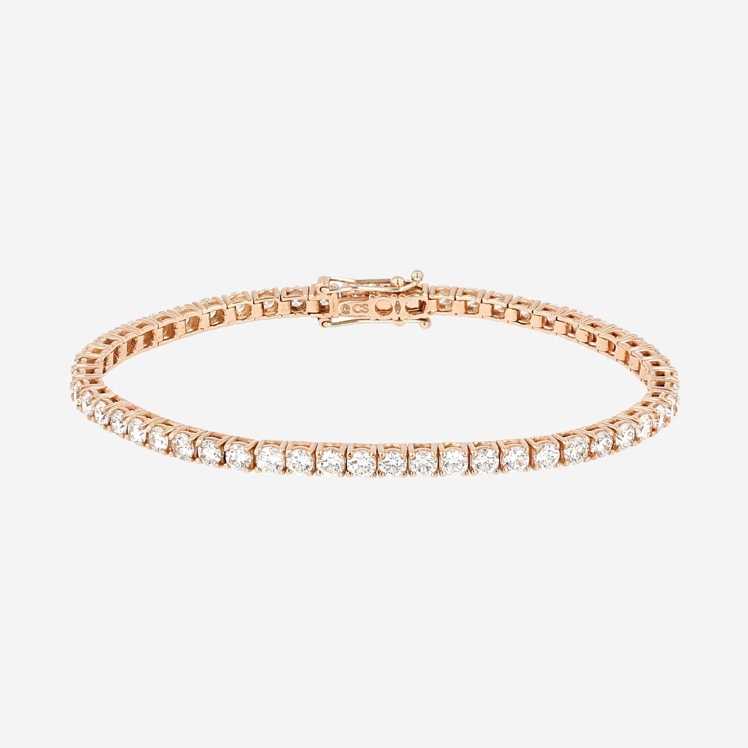 Tennis bracelet in rose gold and diamonds (4,84 carats)