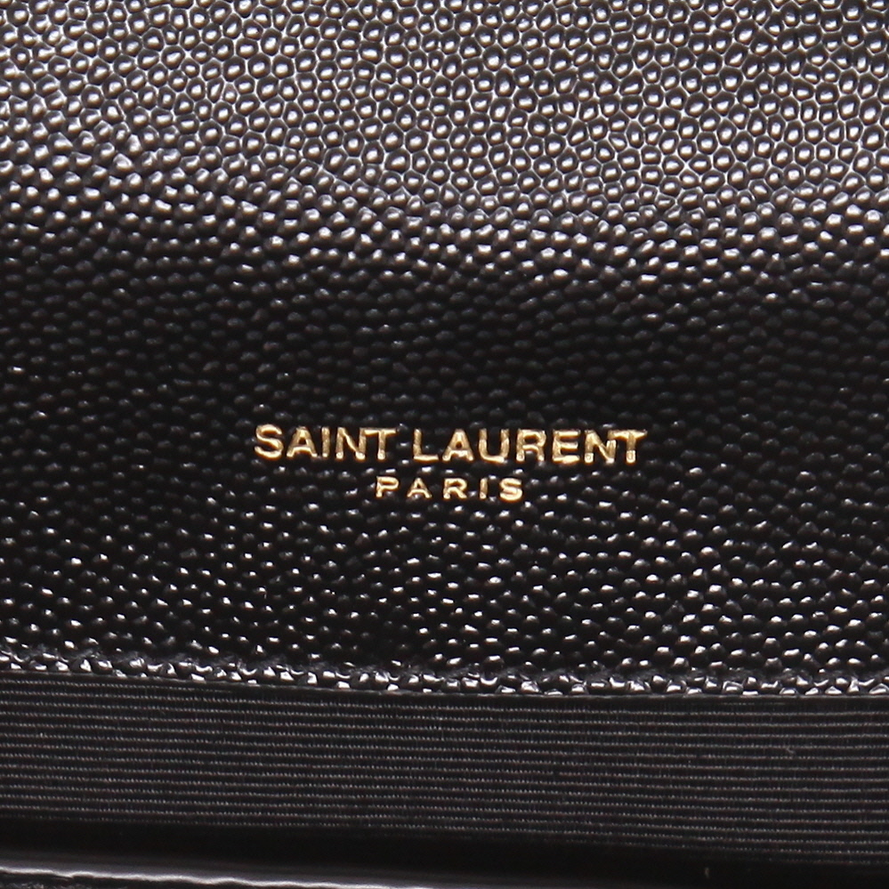 Borsa a tracolla Saint Laurent  Envelope modello medio  in pelle martellata nera - Detail D2