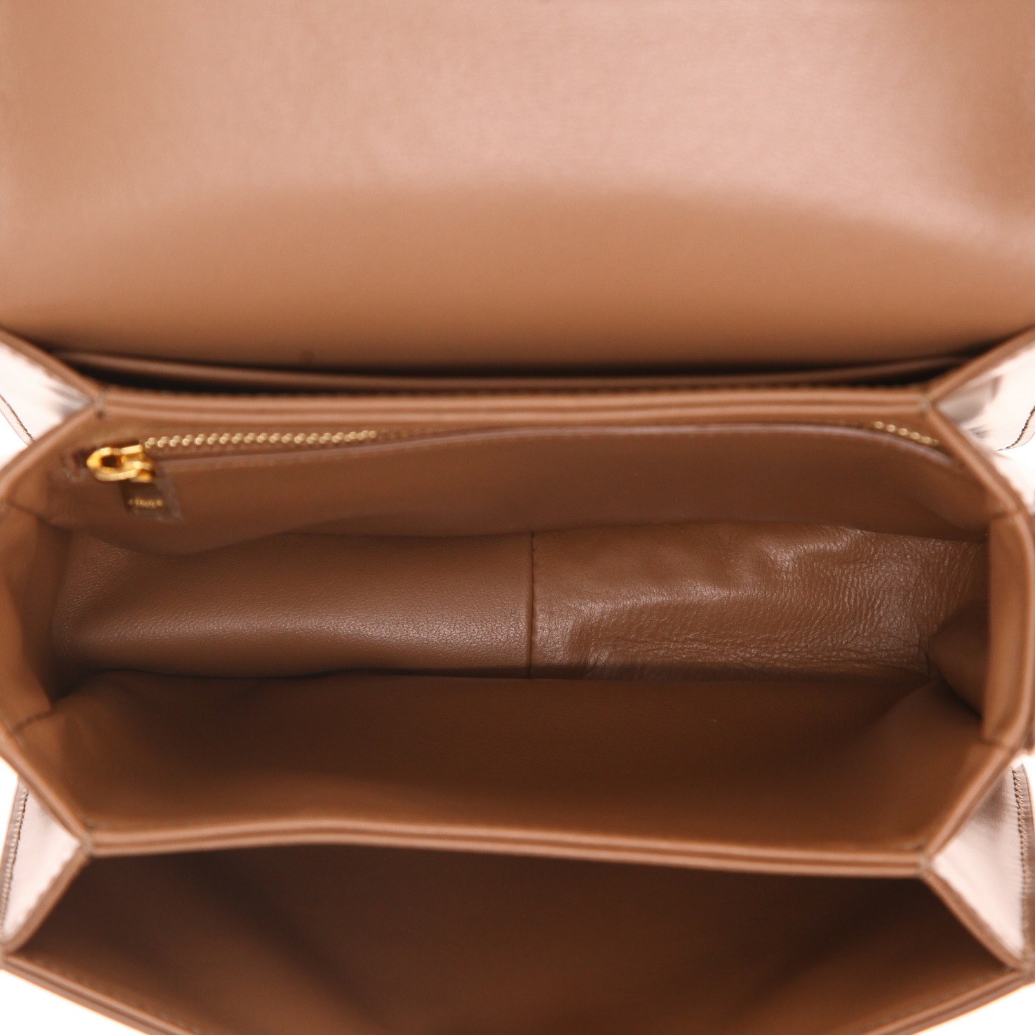 Borsa a tracolla Celine Triomphe Teen in pelle marrone - Detail D3