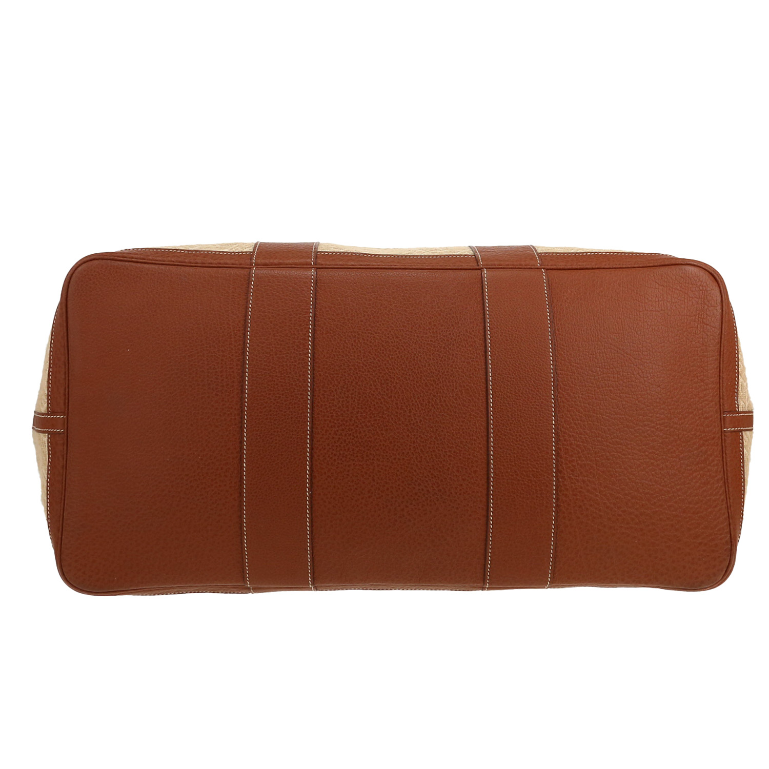 Bolso Cabás Hermès  Garden en lona beige y cuero marrón - Detail D1