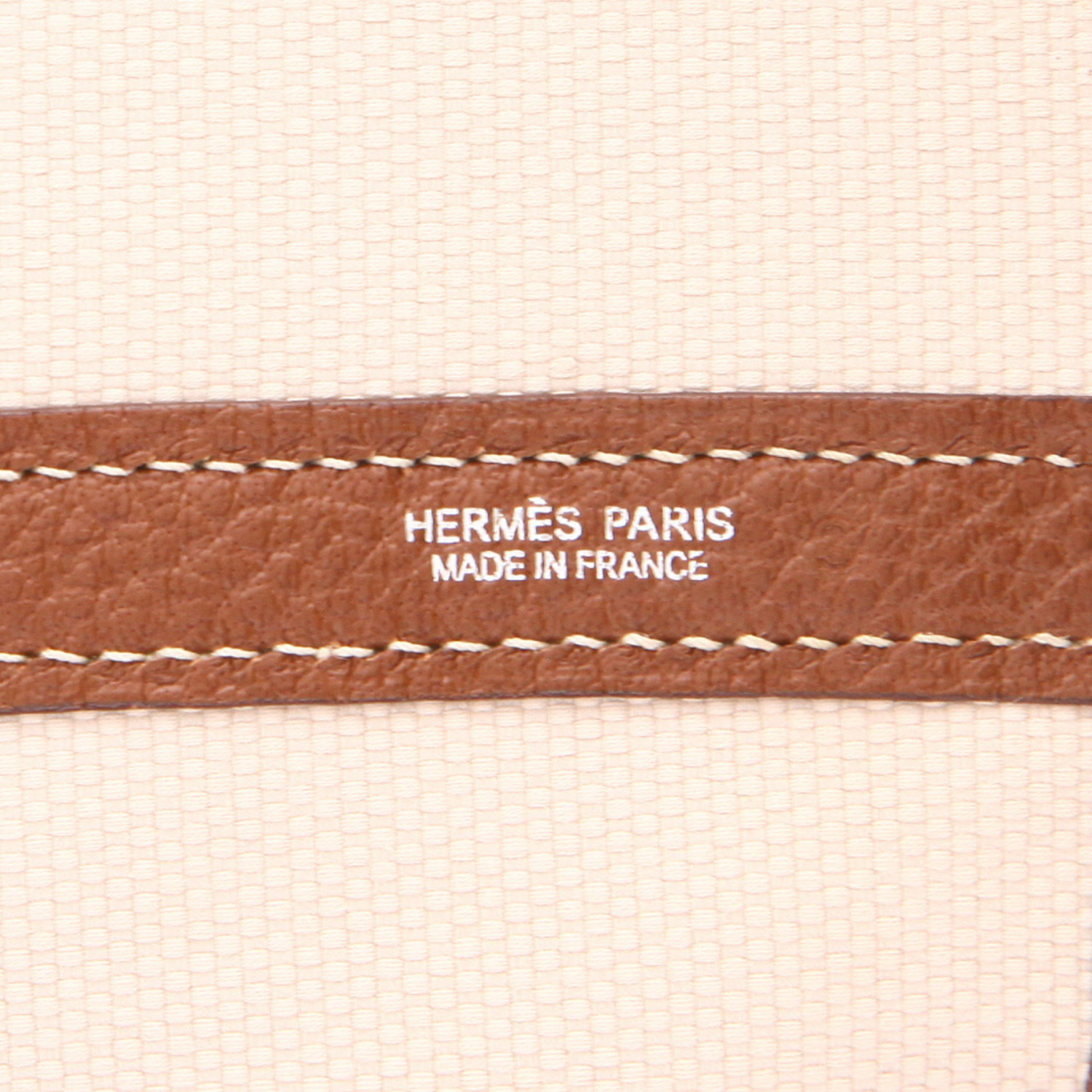 Hermès  Garden shopping bag  in beige canvas  and brown leather - Detail D2