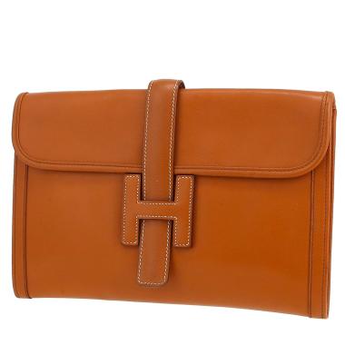 Bolsito de mano Hermès  Jige en cuero Courchevel color oro