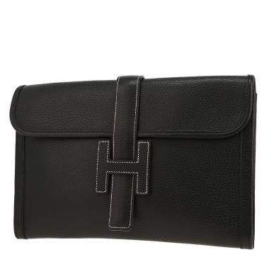 Bolsito de mano Hermès  Jige en cuero Ardenne negro