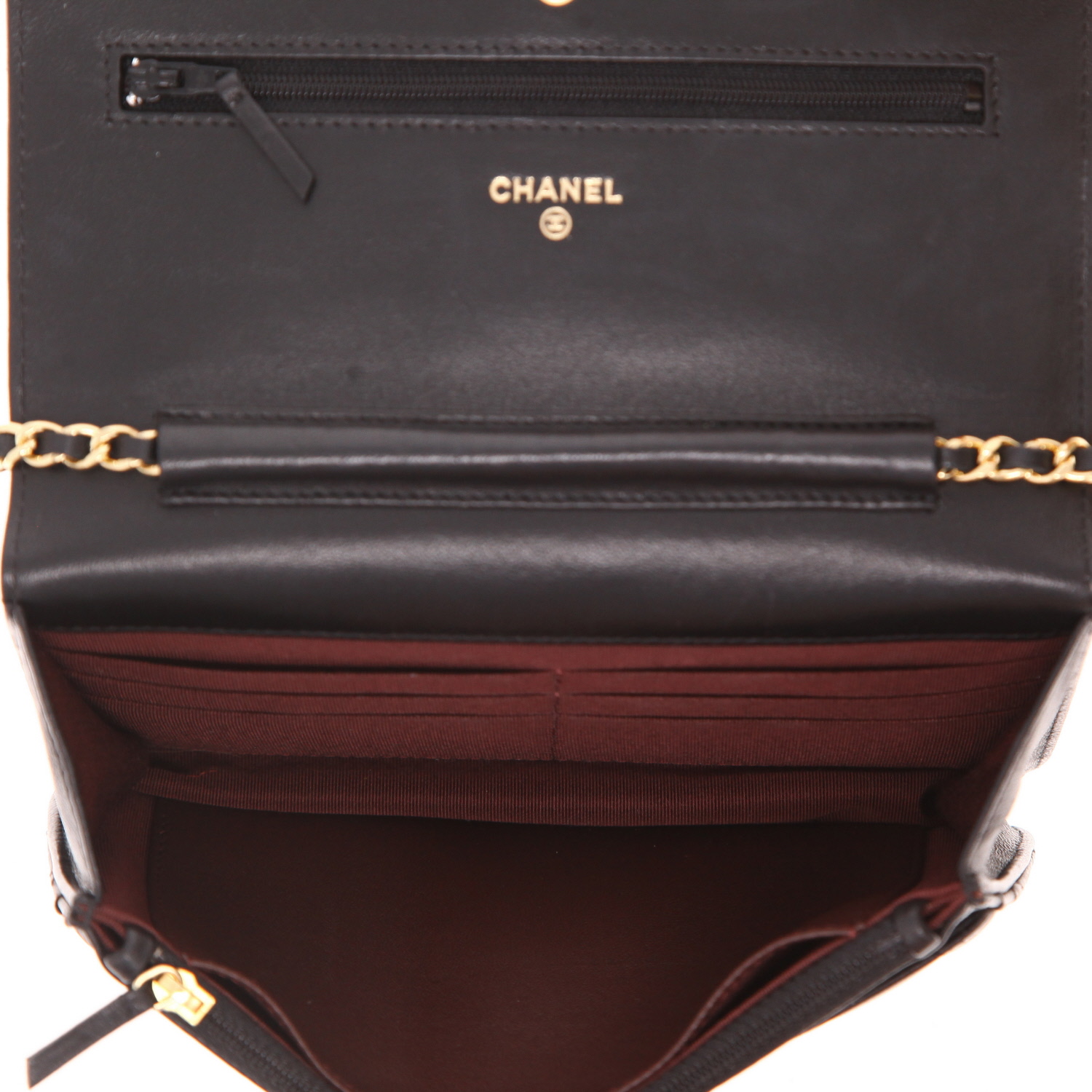 Bolso bandolera Chanel  Wallet on Chain en cuero acolchado negro - Detail D3