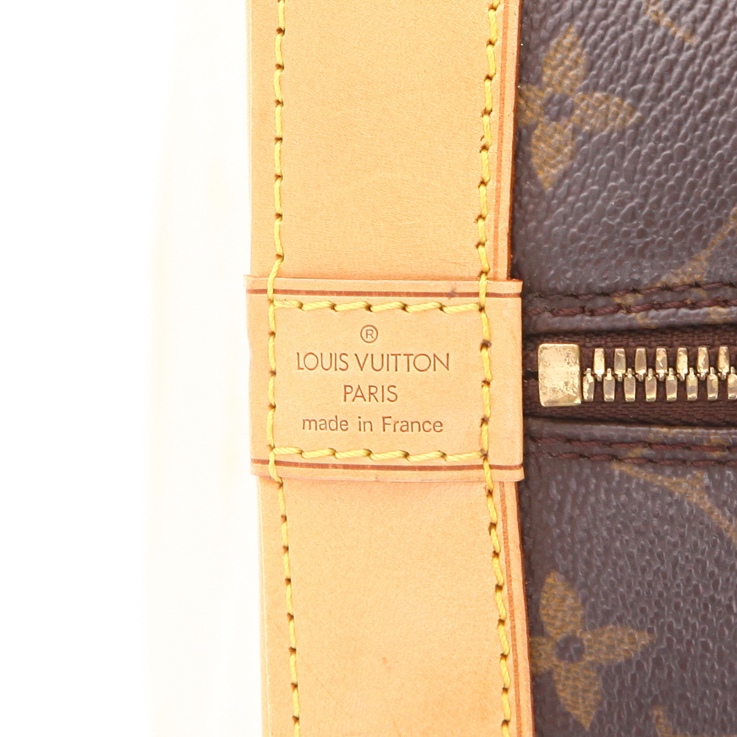 Borsa Louis Vuitton  Alma modello piccolo  in tela monogram marrone e pelle naturale - Detail D2