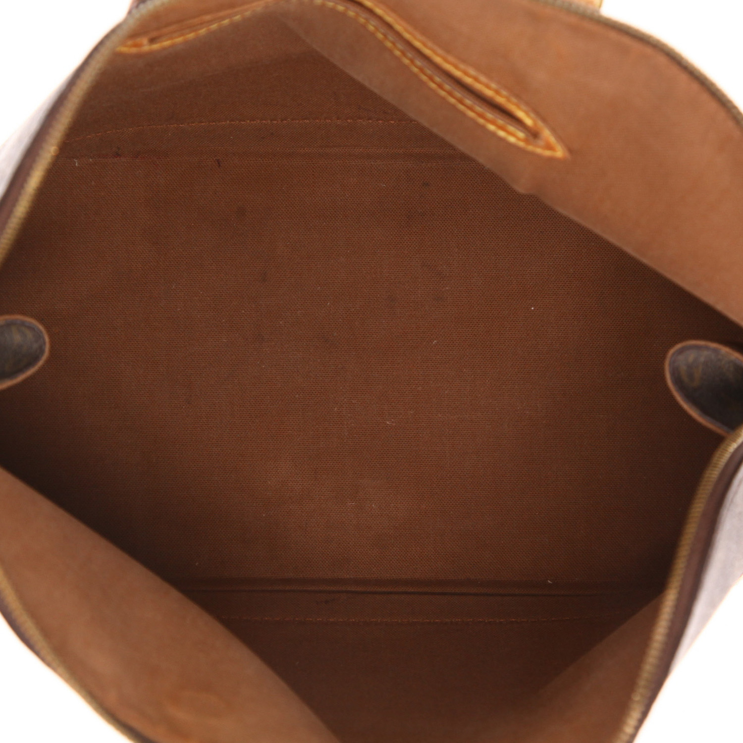 Louis Vuitton  Alma small model  handbag  in brown monogram canvas  and natural leather - Detail D3