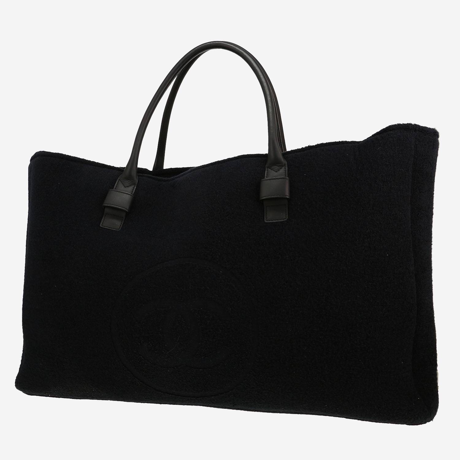 Sac cabas Chanel   en tissu-éponge noir