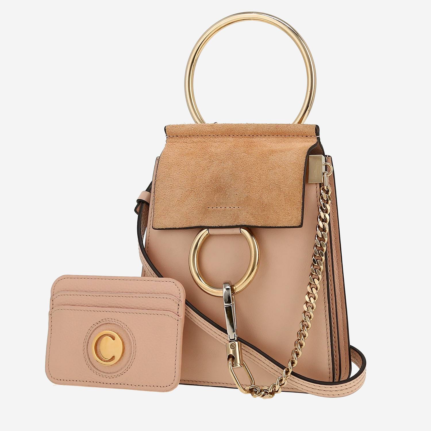 Borsa Chloé  Faye in pelle rosa pallido e camoscio rosa pallido