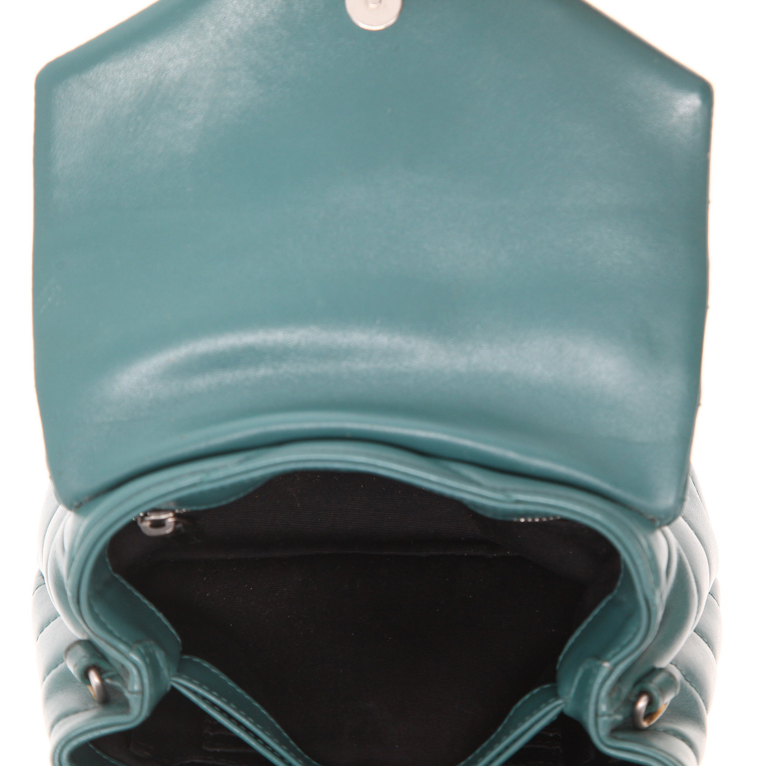 Saint Laurent  Loulou small model  shoulder bag  in green chevron quilted leather - Detail D3