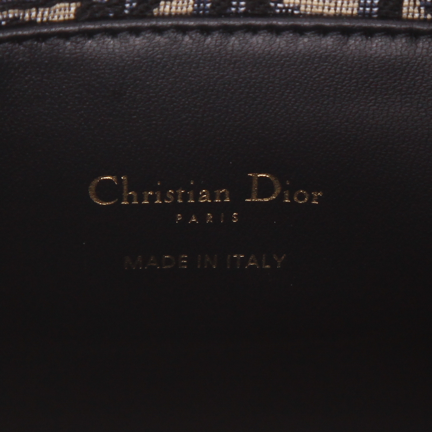 Dior  Montaigne shopping bag  in blue leather  and blue monogram canvas - Detail D2