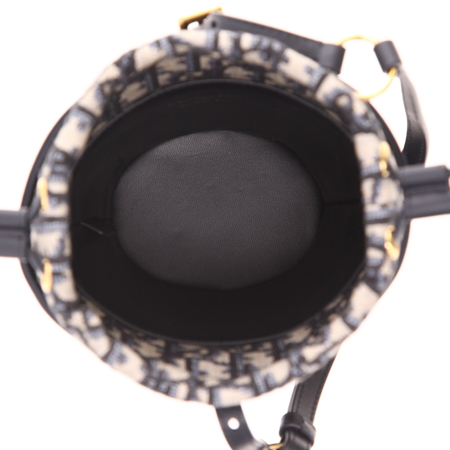 Shopping bag Dior  Montaigne in pelle blu e tela monogram blu - Detail D3