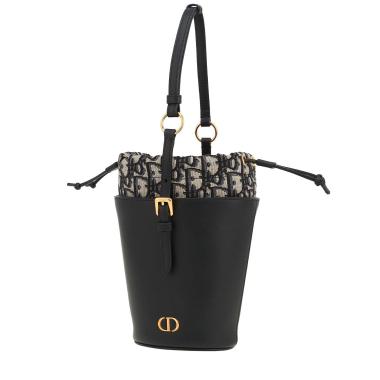 Bolso Cabás Dior  Montaigne en cuero azul y lona Monogram azul