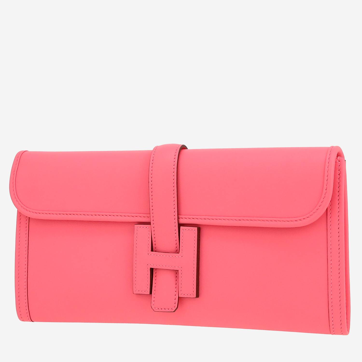 Pochette Hermès  Jige in pelle Swift rosa azalea