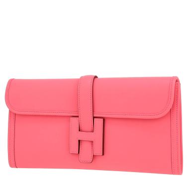 Pochette Hermès  Jige en cuir Swift rose Azalée