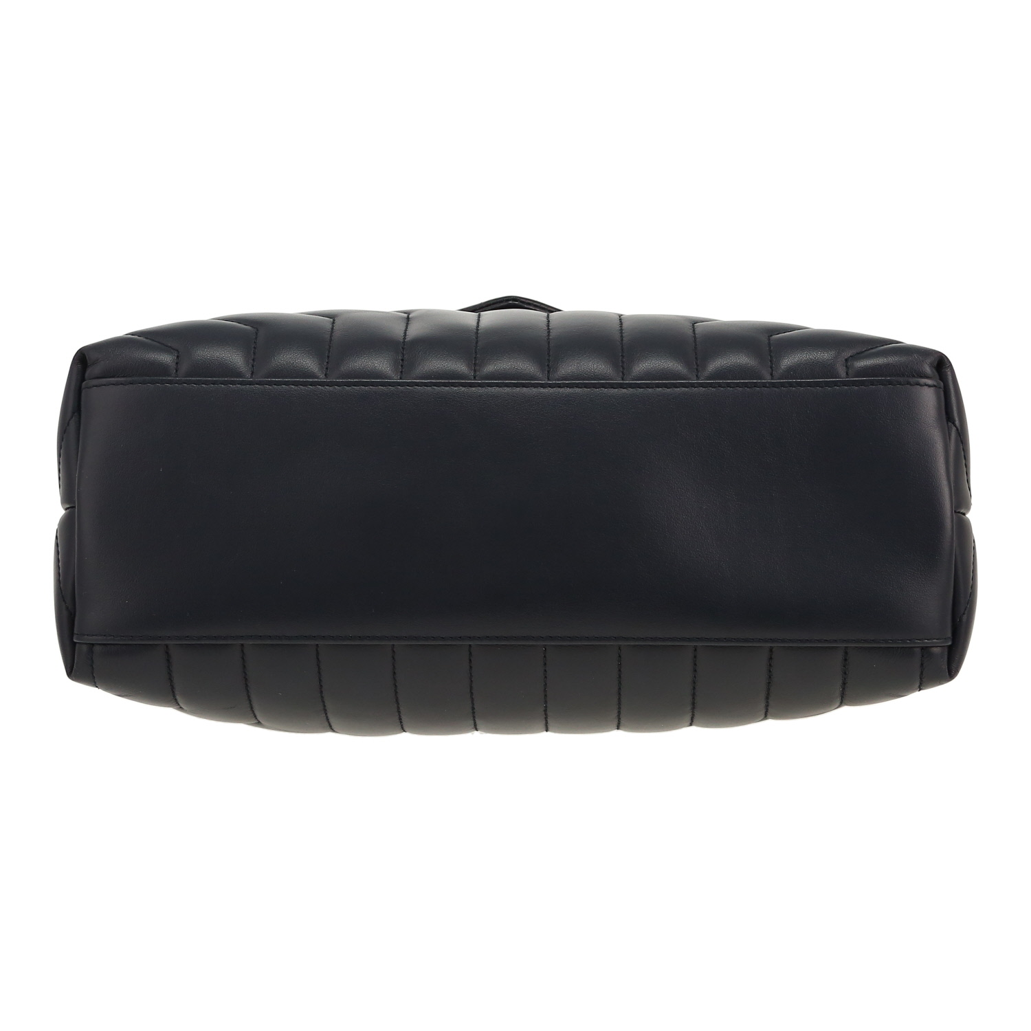 Bolso de mano Saint Laurent  Loulou en cuero acolchado con motivos de espigas azul marino - Detail D1