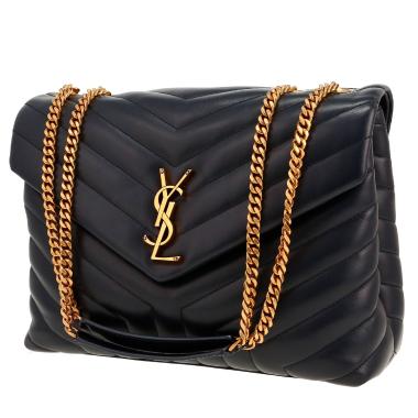 Borsa Saint Laurent  Loulou in pelle trapuntata a zigzag blu marino
