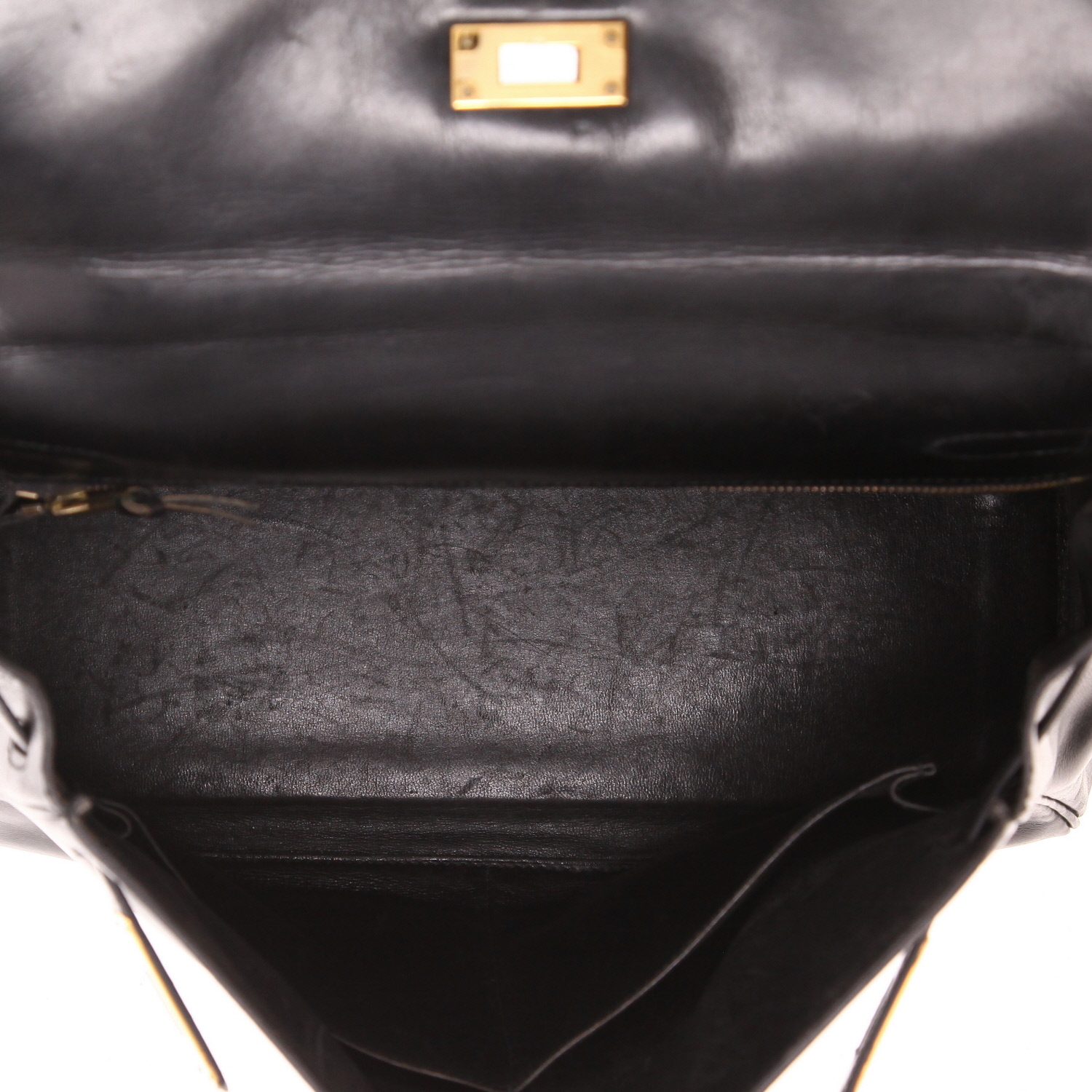 Hermès  Kelly 32 cm handbag  in black box leather - Detail D3