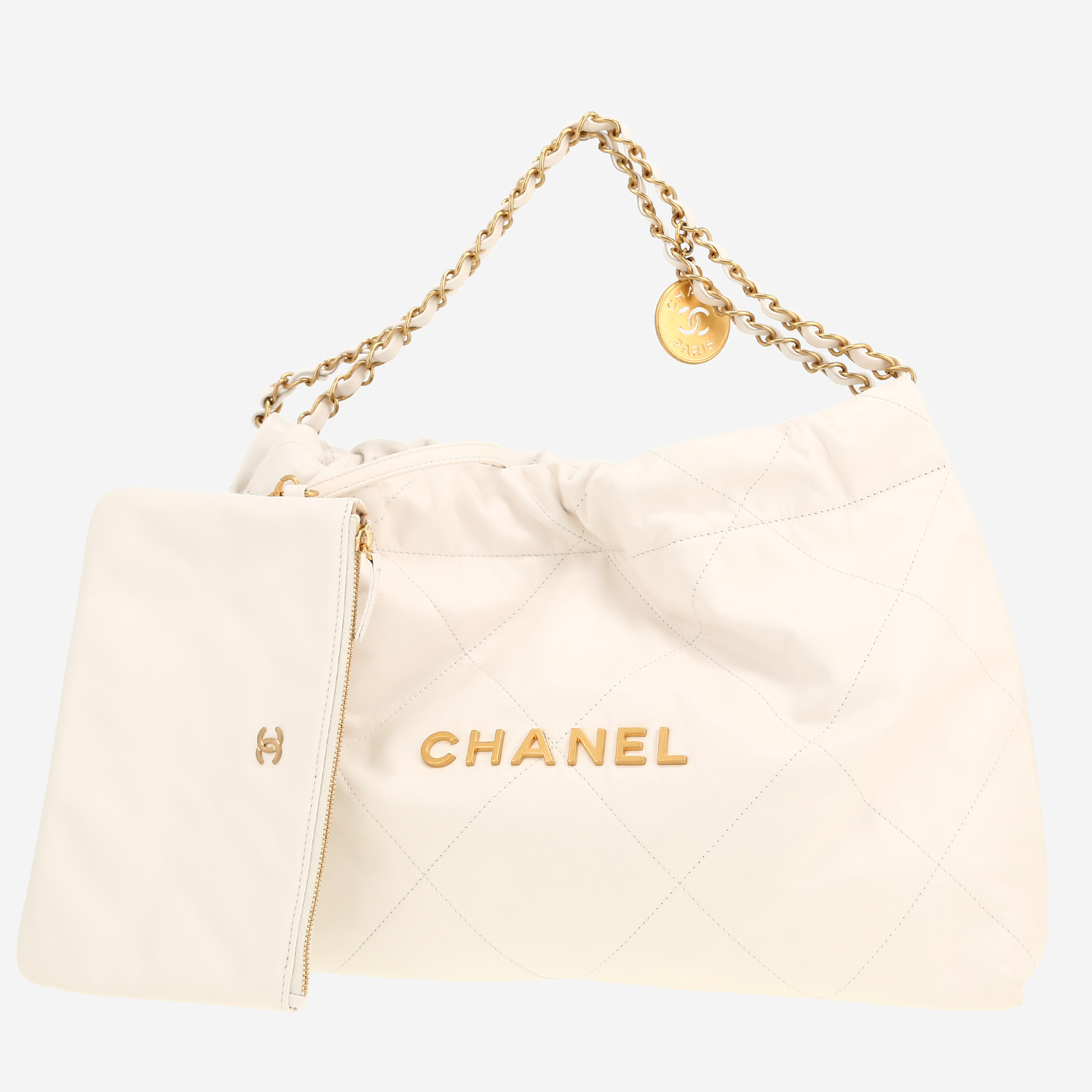 Sac cabas Chanel  22 en cuir matelassé blanc