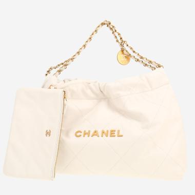 Sac cabas Chanel  22 en cuir matelassé blanc