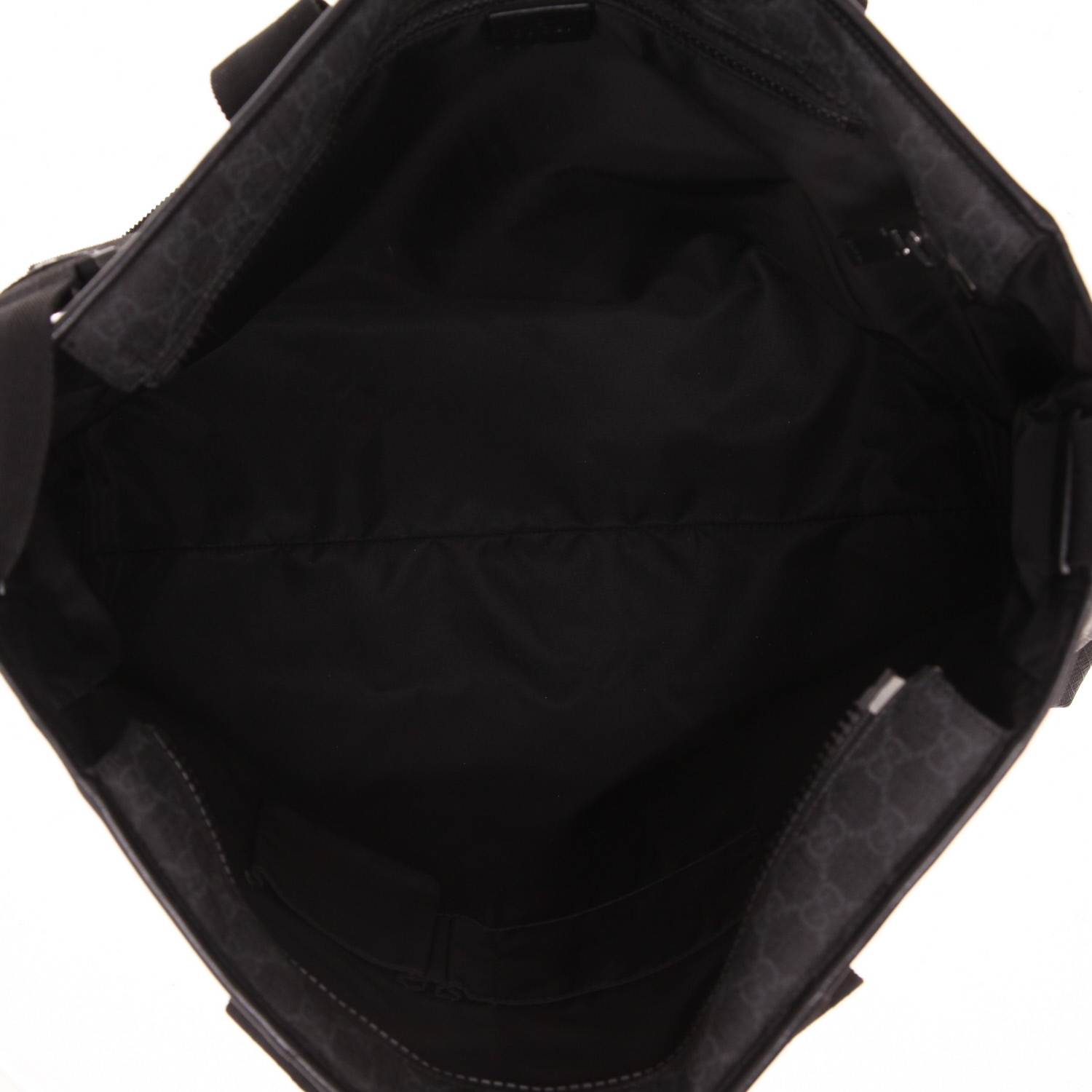 Gucci   weekend bag  in grey coated canvas  and black leather - Detail D3