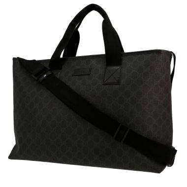 Sac de week end Gucci   en toile enduite grise et cuir noir