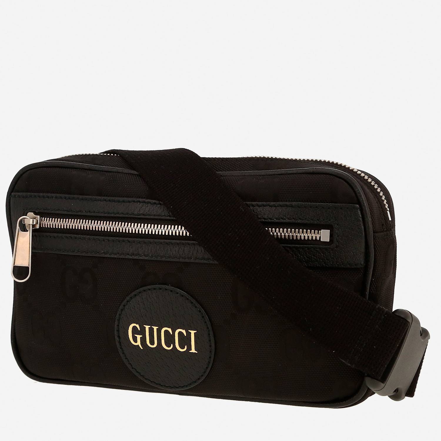 Gucci   clutch-belt  logo canvas  and black leather