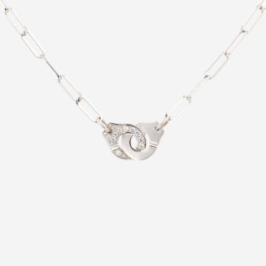 Collier Dinh Van Menottes R10 en or blanc et diamants