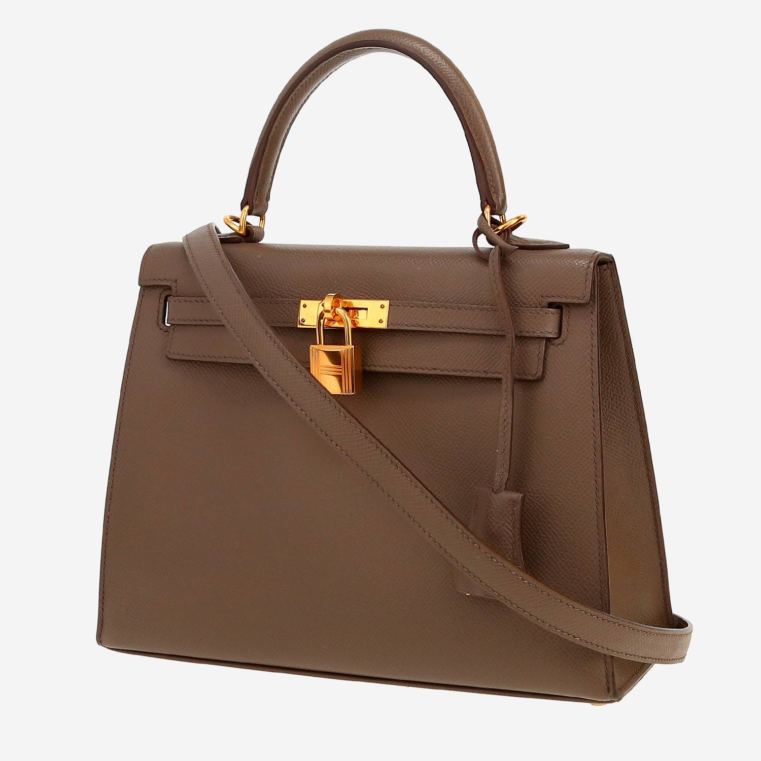 Bolso de mano Hermès  Kelly 25 cm en cuero epsom marrón etoupe