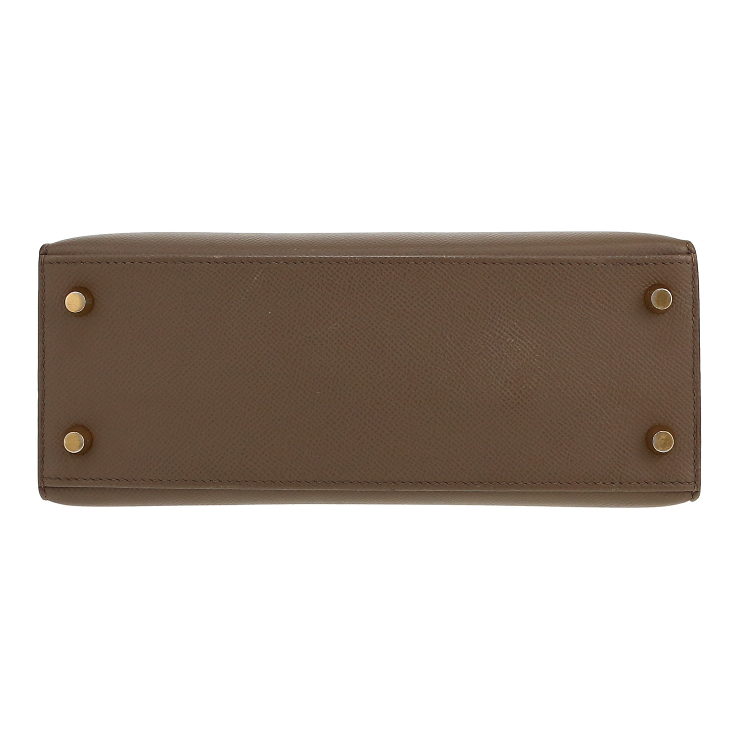 Borsa Hermès  Kelly 25 cm in pelle Epsom grigia stagna - Detail D1