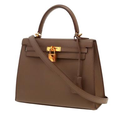 Borsa Hermès  Kelly 25 cm in pelle Epsom grigia stagna