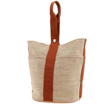 Bolso Cabás Hermès  Sceau en tejido "H" beige y lona color oro