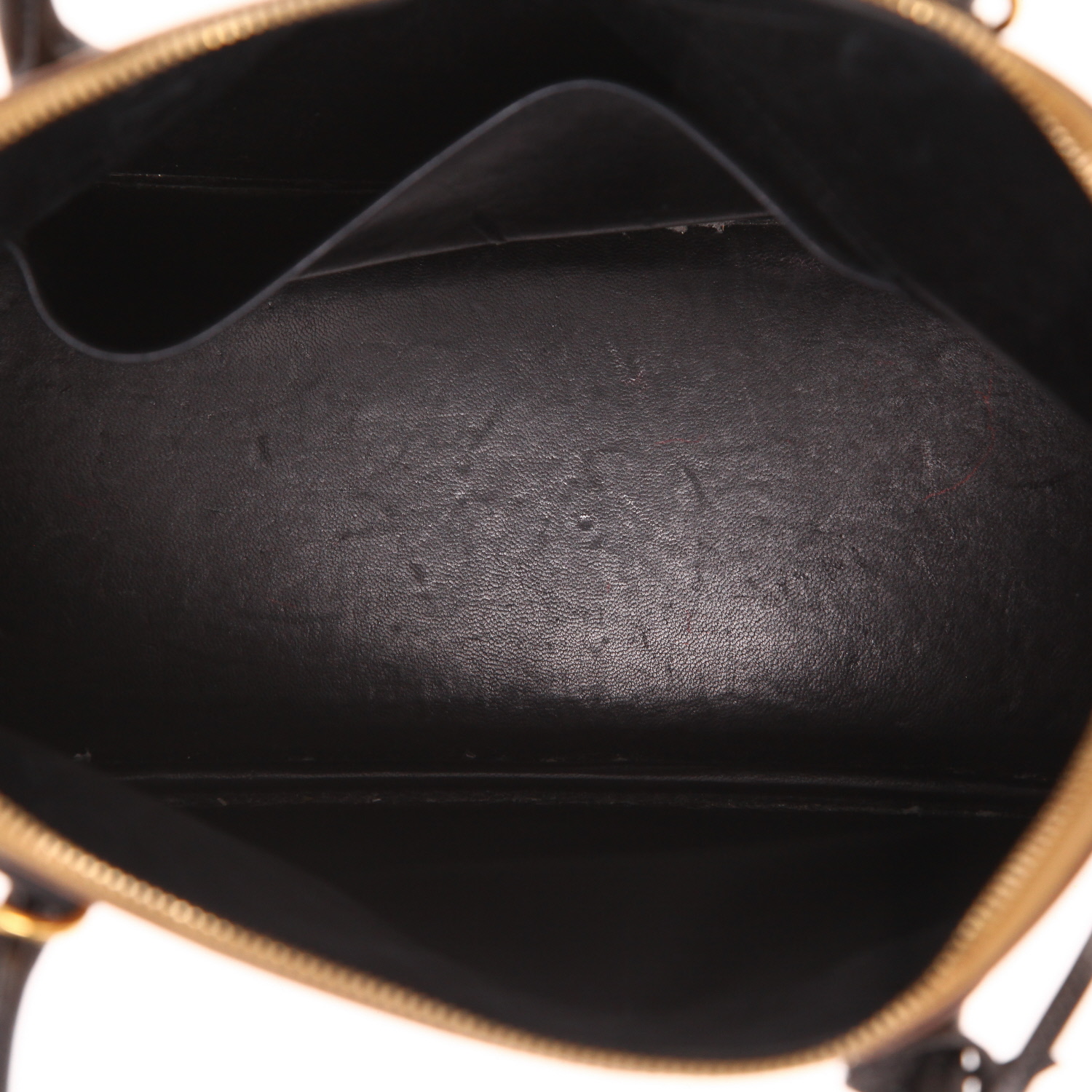 Sac à main Hermès  Bolide 31 cm en cuir box noir et gold - Detail D3