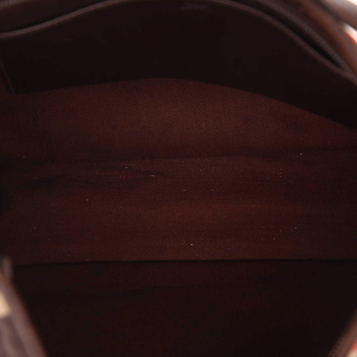 Sac à main Hermès  Vintage en toile marron rouge et beige - Detail D3