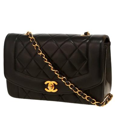 Sac bandoulière Chanel  Diana en cuir matelassé noir