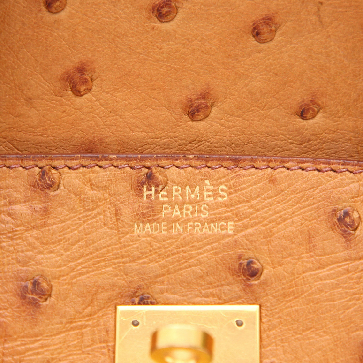 Sac à main Hermès  Birkin 35 cm en autruche gold - Detail D2
