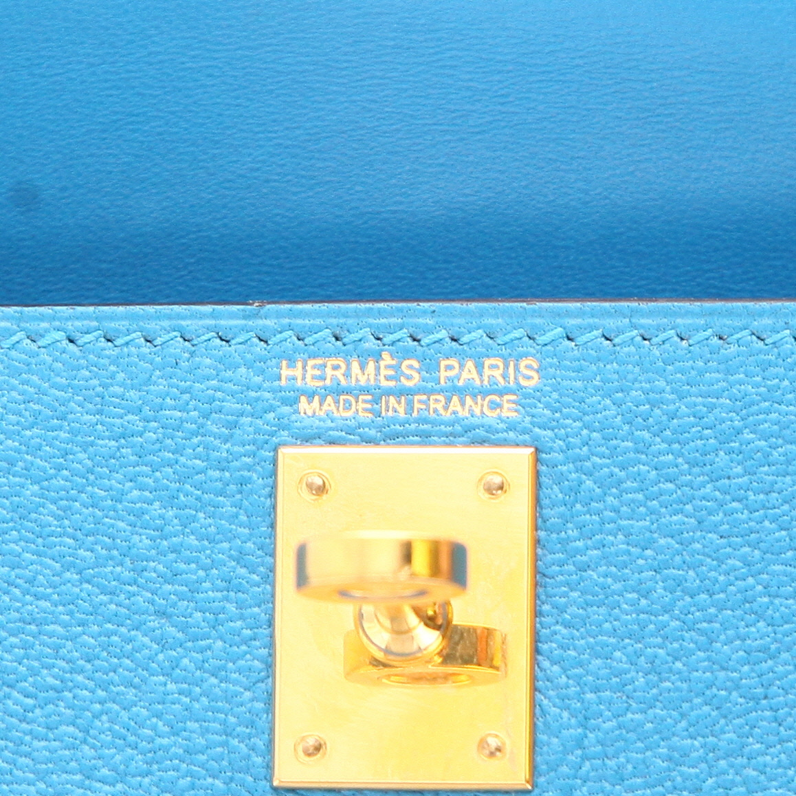 Sac bandoulière Hermès  Kelly 20 cm en cuir Mysore bleu - Detail D2