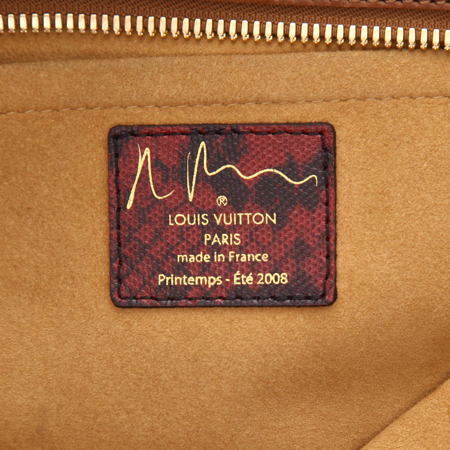 Bolso de mano Louis Vuitton  Edición Limitada Richard Prince en lona Monogram color ciruela, marrón y beige - Detail D2