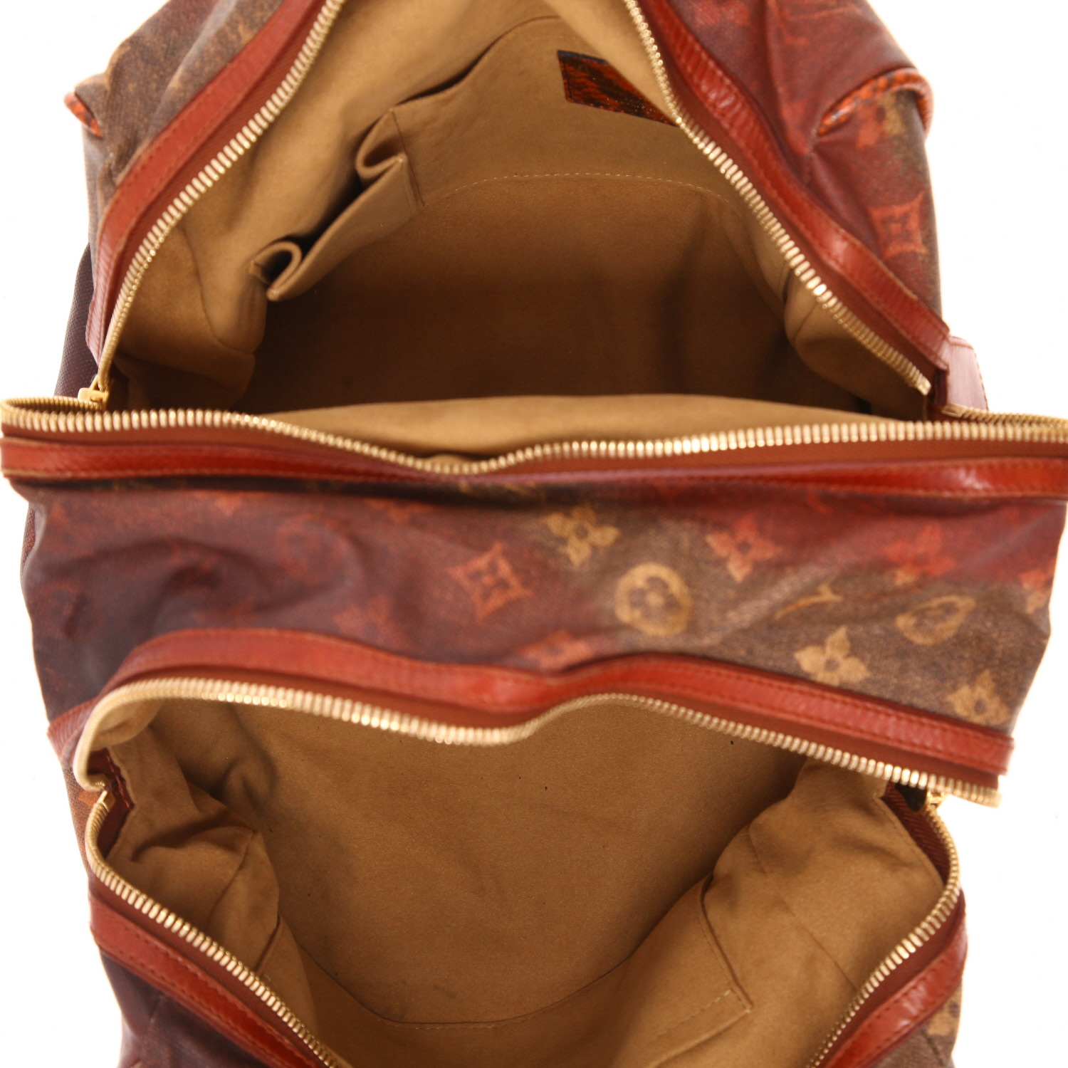 Sac à main Louis Vuitton   en toile monogram marron et rouge et python orange - Detail D3