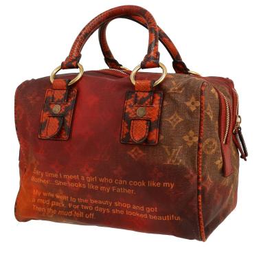Sac à main Louis Vuitton   en toile monogram marron et rouge et python orange