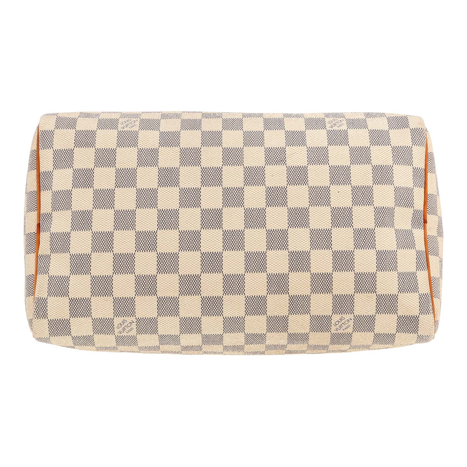 Borsa Louis Vuitton  Speedy 30 in tela a scacchi azzurro e pelle naturale - Detail D1