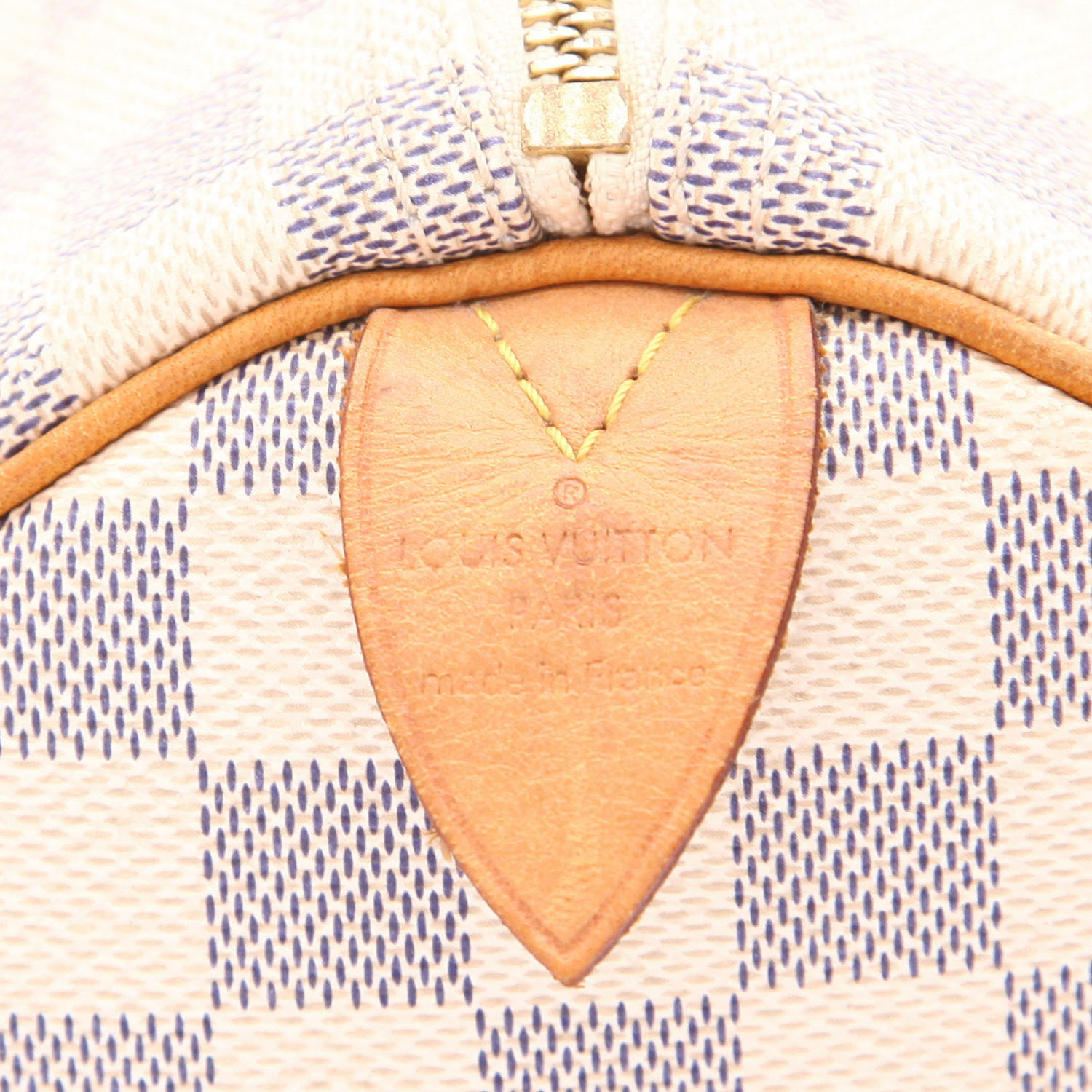 Borsa Louis Vuitton  Speedy 30 in tela a scacchi azzurro e pelle naturale - Detail D2