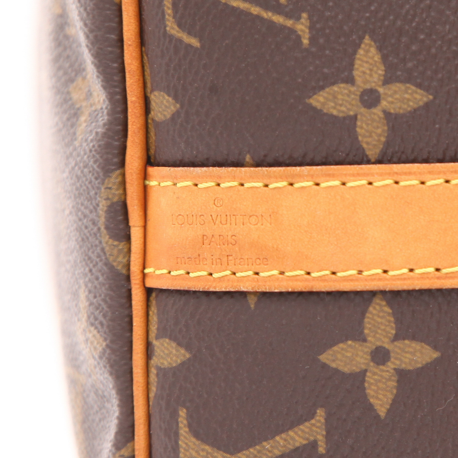 Bolso de mano Louis Vuitton  Speedy 30 en lona Monogram marrón y cuero natural - Detail D2