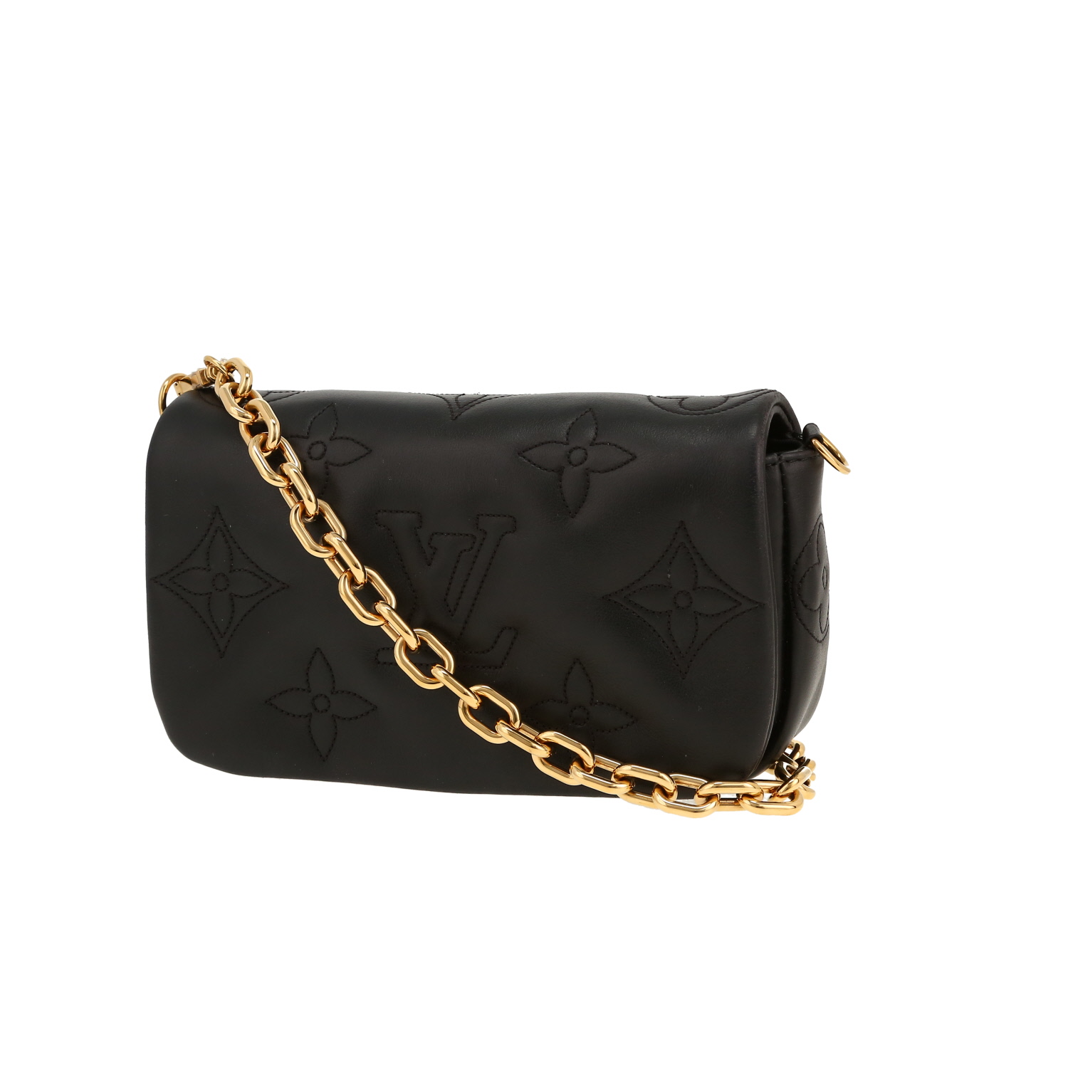 Sac bandoulière Louis Vuitton   en cuir monogram noir - Detail D4