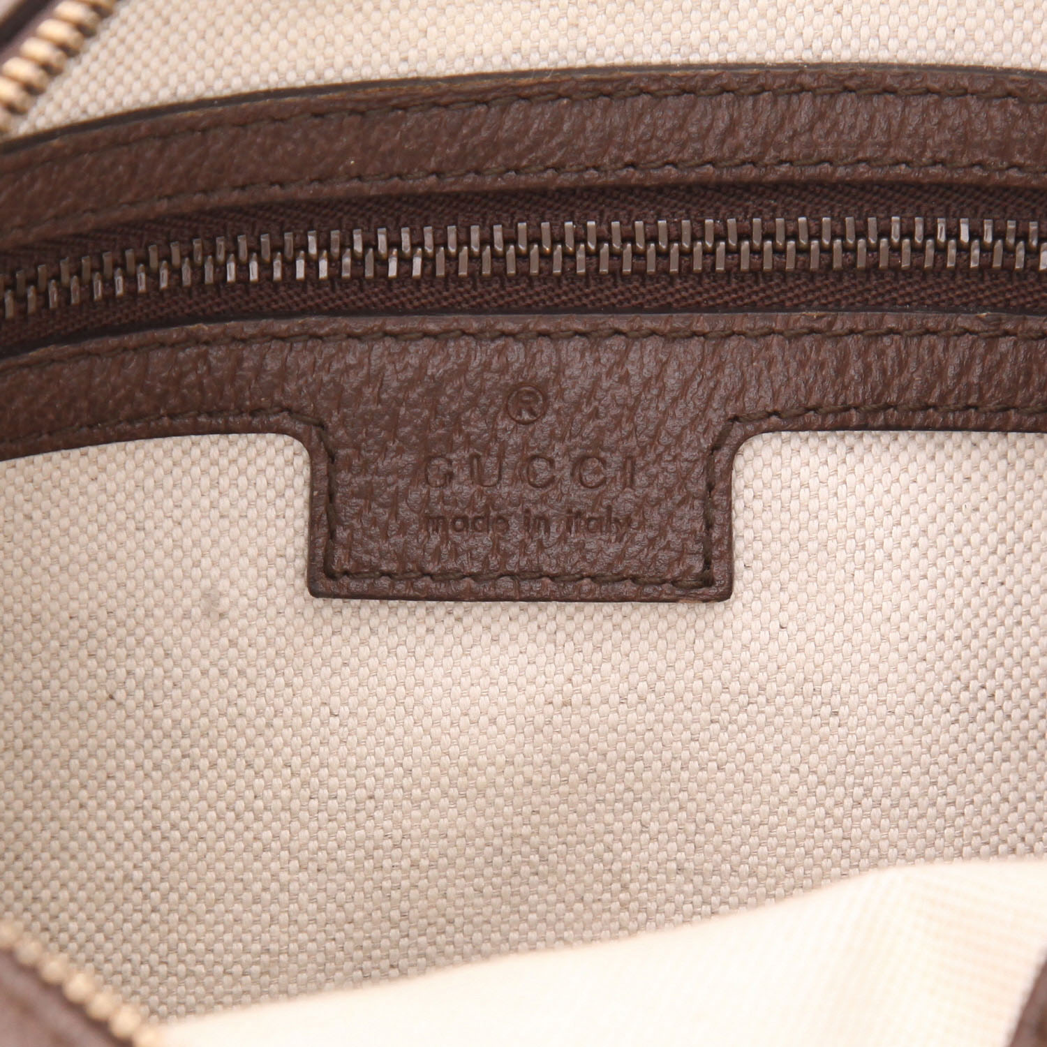 Borsa a tracolla Gucci   in tela siglata beige e pelle marrone - Detail D2