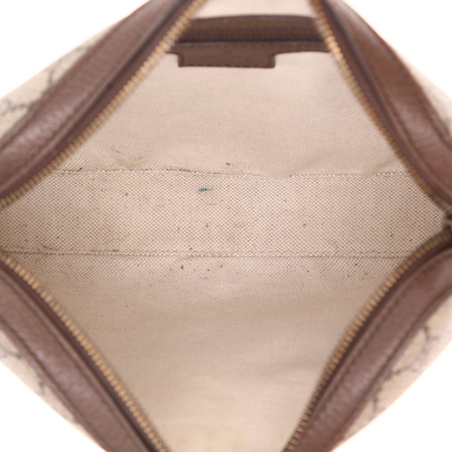 Gucci   shoulder bag  in beige logo canvas  and brown leather - Detail D3