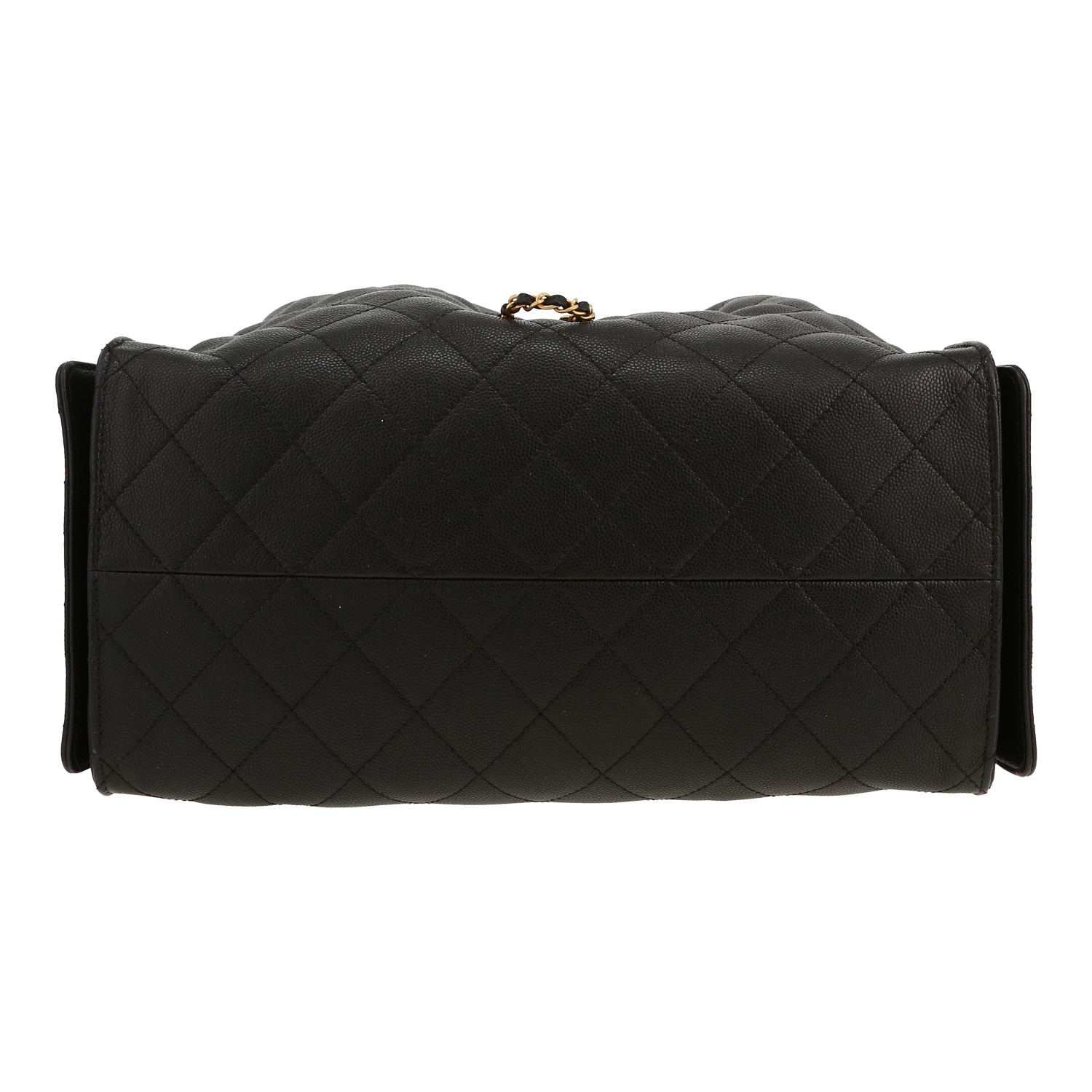 Sac bandoulière Chanel  25 en cuir grainé noir - Detail D1