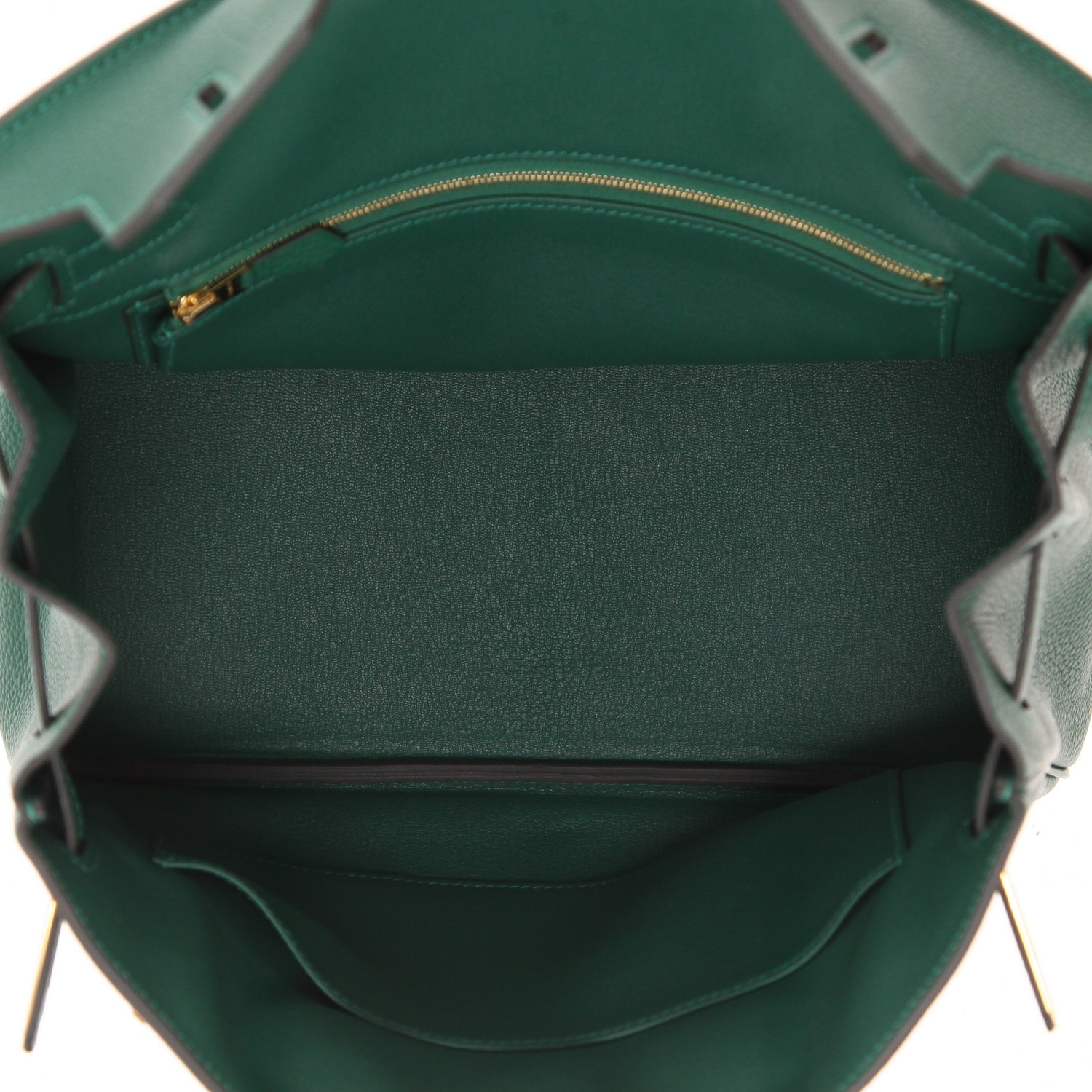 Hermès  Birkin 30 cm handbag  in Vert Moyen togo leather - Detail D3