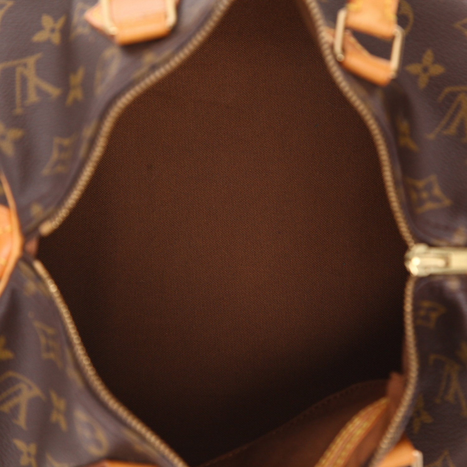 Louis Vuitton  Speedy 30 handbag  in brown monogram canvas  and natural leather - Detail D3