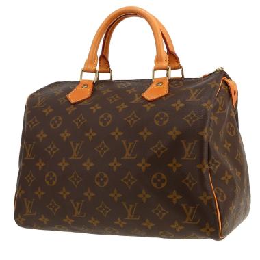 Louis Vuitton  Speedy 30 handbag  in brown monogram canvas  and natural leather