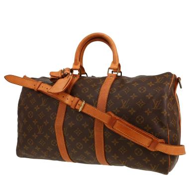 Louis Vuitton Keepall 45 travel bag in brown Monogram canvas and natural leather